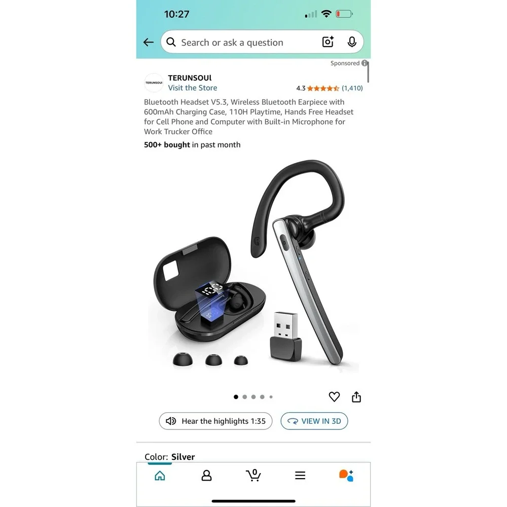 Bluetooth Headset V5.3, Wireless Bluetooth Earpiece